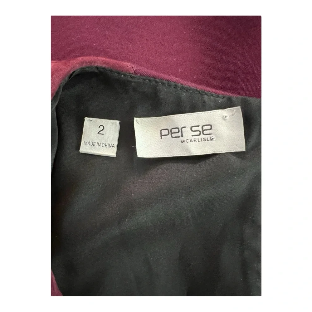π EUC PER SE Deep Plum Suede & Stretch Long Sleeve Dress | Size 2 - Picture 6 of 8